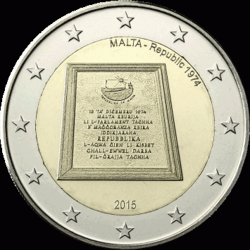 Malta 2 euro 2015a Republiek UNC